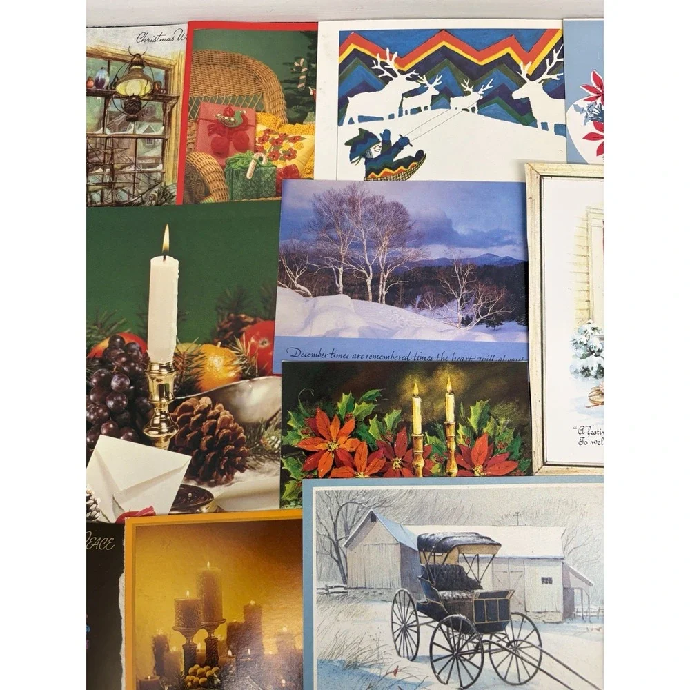 Vintage Christmas Cards Fronts ONLY Traditional Scrapbooking Decoupage Lot 50+
